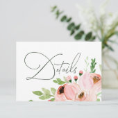 水彩フローラピンク詳細カード 出欠カード (スタンド正面)