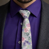 水彩フローラピンク赤面と紫 ネクタイ
