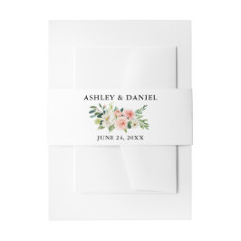 水彩フローラピンク赤面エレガントな結婚式 招待状ベリーバンド