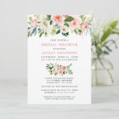 水彩フローラピンク赤面エレガントブライダルシャワー 招待状 (スタンド正面)