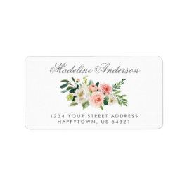 水彩フローラピンク赤面シルバーアドレス ラベル