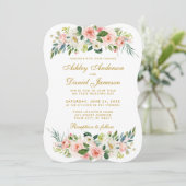 水彩フローラピンク赤面ホワイト金ゴールド結婚ズBG 招待状 (スタンド正面)