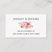 水彩フローラピンク赤面結婚ズレジストリ エンクロージャーカード (正面)