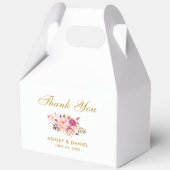 水彩フローラピンク赤面結婚金ゴールドの感謝していG フェイバーボックス (正面)