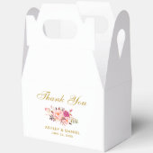 水彩フローラピンク赤面結婚金ゴールドの感謝していG フェイバーボックス (見開き)