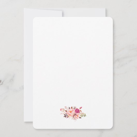 水彩フローラピンク赤面結婚金ゴールドのR 招待状 (裏面)