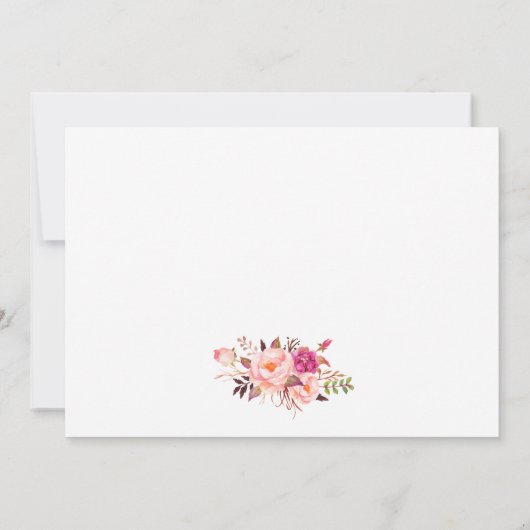 水彩フローラピンク赤面結婚金ゴールド感謝していの サンキューカード (裏面)