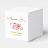 水彩フローラピンク赤面結婚金ゴールド感謝していの フェイバーボックス (正面サイド)