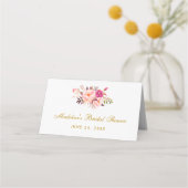 水彩フローラピンク赤面金ゴールドブライダルシャワー プレイスカード (裏面)
