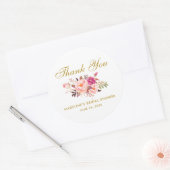 水彩フローラピンク赤面金ゴールドブライダルシャワー ラウンドシール (封筒)