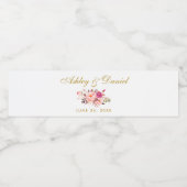 水彩フローラピンク赤面金ゴールド結婚ズ ペットボトルラベル (シングルラベル)