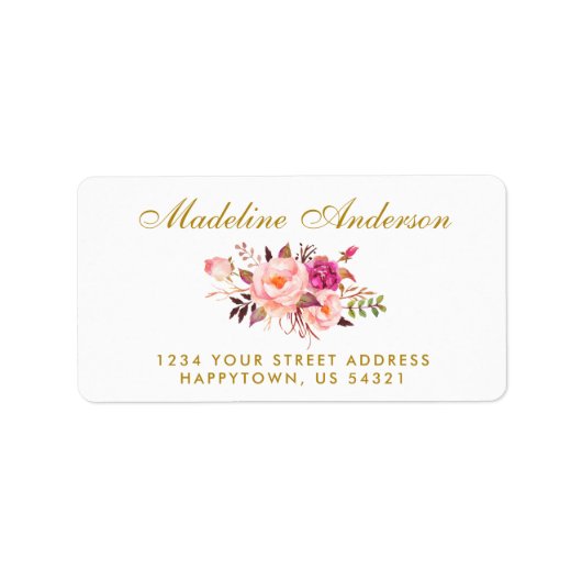 水彩フローラピンク赤面金ゴールド ラベル (正面)