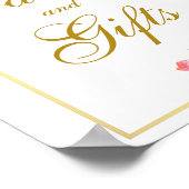 水彩フローラピンク金ゴールドウェディングカードギフト ポスター (角)