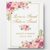 水彩フローラピンク金ゴールド結婚ズトリート フォトプラーク (正面)