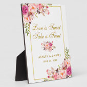 水彩フローラピンク金ゴールド結婚ズトリート フォトプラーク (側面)