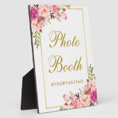 水彩フローラピンク金ゴールド結婚ズ写真ブース フォトプラーク (側面)