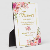 水彩フローラピンク金ゴールド結婚式の引き出物 フォトプラーク (側面)