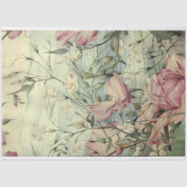 水彩フローラピンク&ブルー 薄葉紙