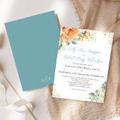 水彩フローラピーチエレガントなウェディングブルー 招待状