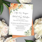 水彩フローラピーチエレガントな結婚式 招待状