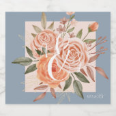 水彩フローラピーチバラダスティブルー結婚ズ リキュールボトルラベル (シングルラベル)