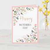 水彩フローラピーチピンクマザーズデイカード カード (黄色い花)