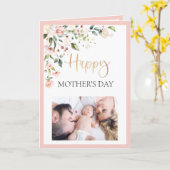 水彩フローラピーチピンクマザーズデイ写真 カード (黄色い花)