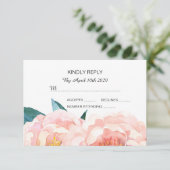 水彩フローラピーチピーニーRSVPカード 出欠カード (スタンド正面)