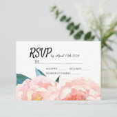 水彩フローラピーチピーニーRSVPカード 出欠カード (スタンド正面)