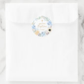 水彩フローラピーチブルーバプテスマ ラウンドシール (バッグ)