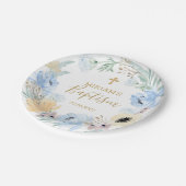 水彩フローラピーチブルー洗礼紙プレート ペーパープレート (アングル)