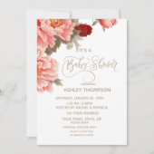 水彩フローラピーチベビーシャワー 招待状 (正面)