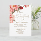 水彩フローラピーチベビーシャワー 招待状 (スタンド正面)