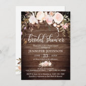 水彩フローラピ素朴ンクアイボリーブライダルシャワー 招待状 (正面/裏面)