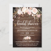 水彩フローラピ素朴ンクアイボリーブライダルシャワー 招待状 (正面)
