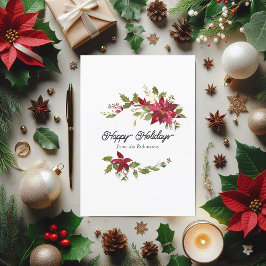 水彩フローラファミリークリスマスフォト シーズンカード