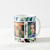 水彩フローラファミリー写真コラージュモノグラムの コーヒーマグカップ (正面右)