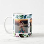 水彩フローラファミリー写真コラージュモノグラムの コーヒーマグカップ (左)