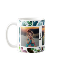 水彩フローラファミリー写真コラージュモノグラムの