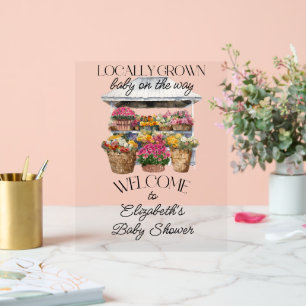 水彩フローラファーマーズマーケットシャワーウェルカム アクリルサイン