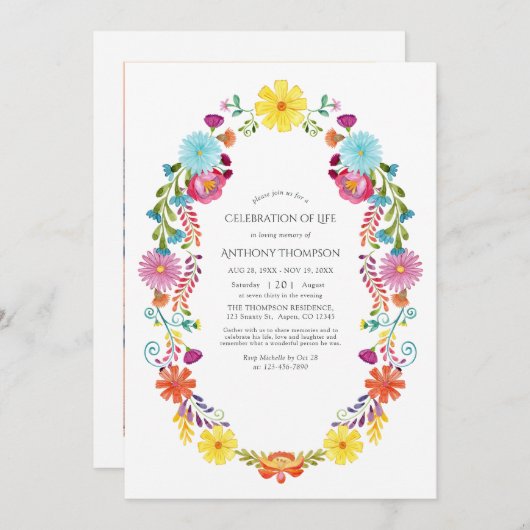 水彩フローラフェスタお祝いの写真 招待状 (正面/裏面)