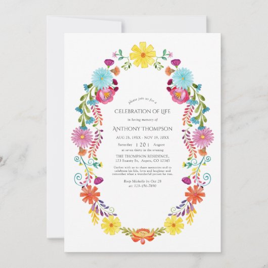 水彩フローラフェスタお祝いオブライフ 招待状 (正面)