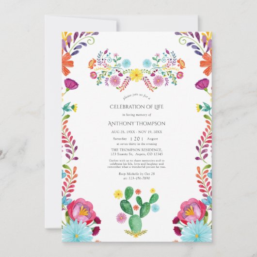 水彩フローラフェスタお祝いオブライフ 招待状 (正面)