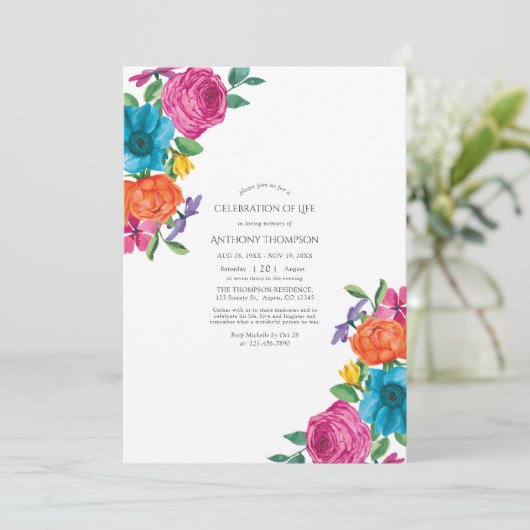 水彩フローラフェスタお祝いオブライフ 招待状 (スタンド正面)