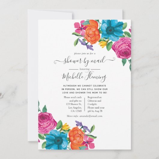 水彩フローラフェスタベビーシャワーバイメール 招待状 (正面)