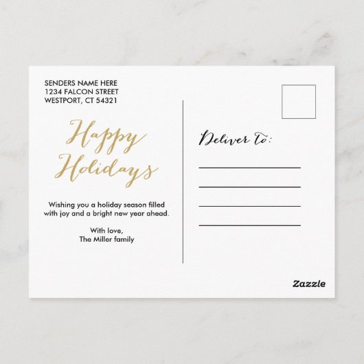 水彩フローラフォトクリスマス ポストカード (裏面)