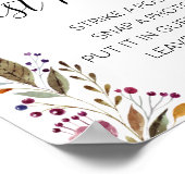 水彩フローラフォトゲストブック結婚のサイン ポスター (角)