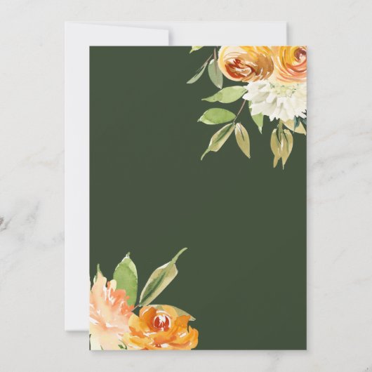 水彩フローラフォレストグリーンブライダルシャワー 招待状 (裏面)