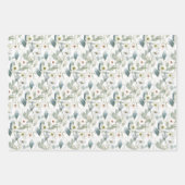 水彩フローラフラワーホワイトクリ結婚ーム ラッピングペーパーシート (正面3)