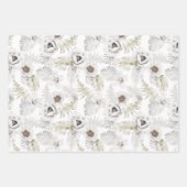 水彩フローラフラワーホワイトクリ結婚ーム ラッピングペーパーシート (正面2)